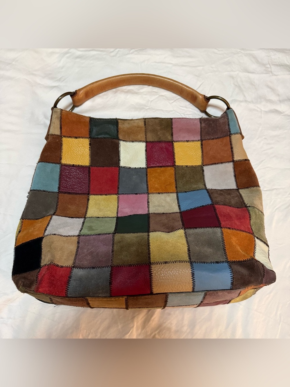 Rare Ugly Betty Y2K Lucky Brand Leather Suede Patchwork Hobo Bag - Seen on TV